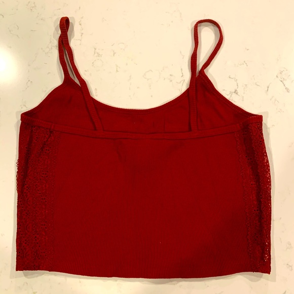 Forever 21 Red Lace Crop Top, Size L - Picture 2 of 6